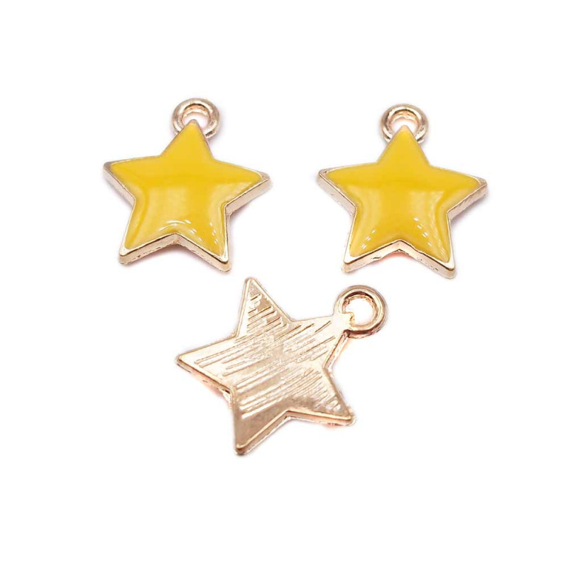 Charms stella smaltate 12 mm giallo 2 pz (Stella3) - pietreeminuterie.com
