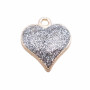 Cuore smaltato grigio 18.6 mm oro pacco da 1 pezzo