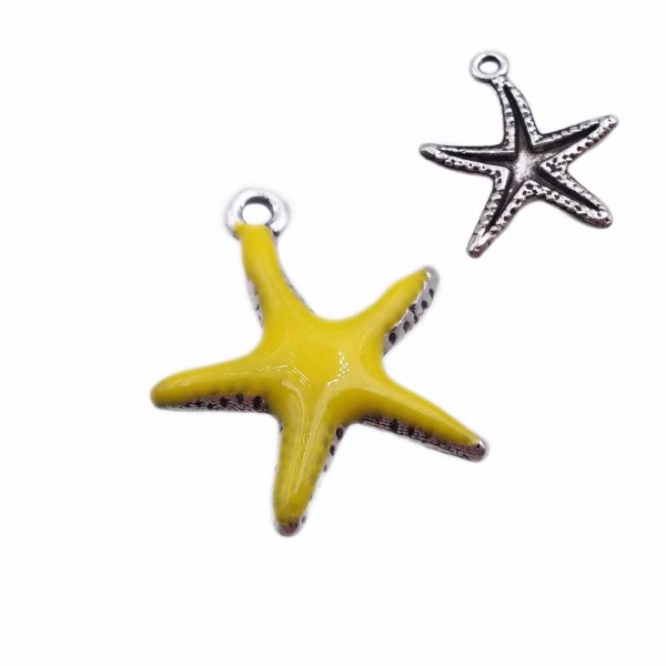 Charms Smaltati | Charms stella marina gialla smaltata 20.7 mm pacco 1 pz - zan4