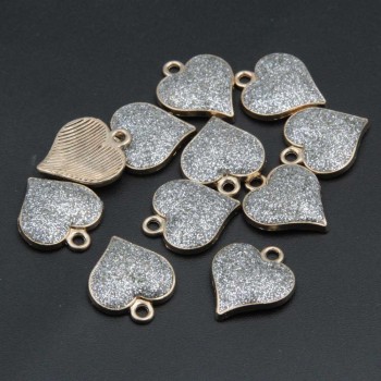 Cuore smaltato grigio 18.6 mm oro pacco da 1 pezzo