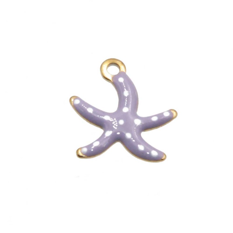 Charms smaltato stella marina 11 mm acciaio lilla conf. 5 pz (star-d011) - pietreeminuterie.com