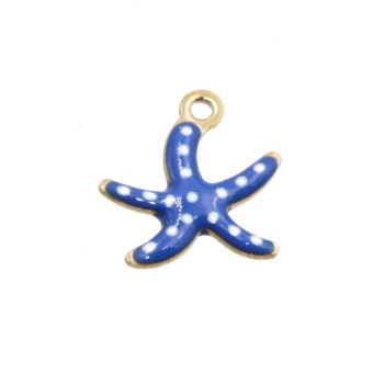 Charms smaltato stella marina acciaio blu 11 mm conf. 5 pz