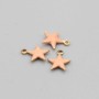Charms stella acciaio oro smaltato corallo 8.5 mm conf. 5 pz