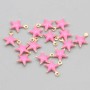 Charms stella acciaio oro smaltato rosa scuro 8.5 mm conf. 5 pz