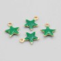 Charms stella acciaio oro smaltato verde 8.5 mm conf. 5 pz