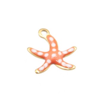 Charms stella marina acciaio arancio 11 mm conf. 5 pz