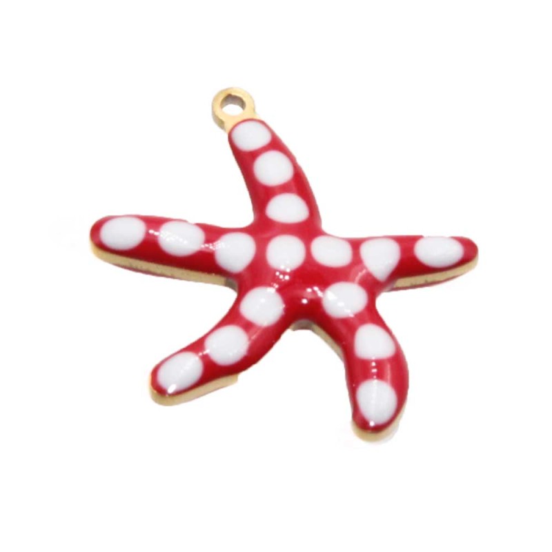 Charms stella marina acciaio rossa 11 mm conf. 5 pz (star-ora23) - pietreeminuterie.com