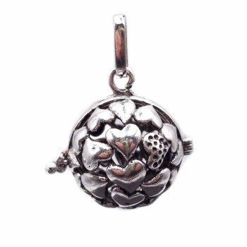 Ciondolo Chiama Angeli Ottone con cuori 22 mm pacco 1 pezzo