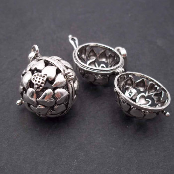 Ciondolo Chiama Angeli Ottone con cuori 22 mm pacco 1 pezzo