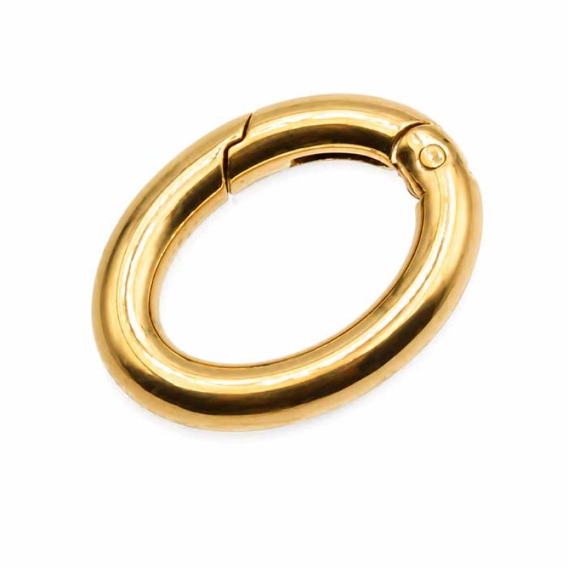 Chiusura moschettone ovale in acciaio oro 15x11 mm conf. 1 pz Chiusura moschettone ovale in acciaio oro 15x11 mm conf. 1 pz