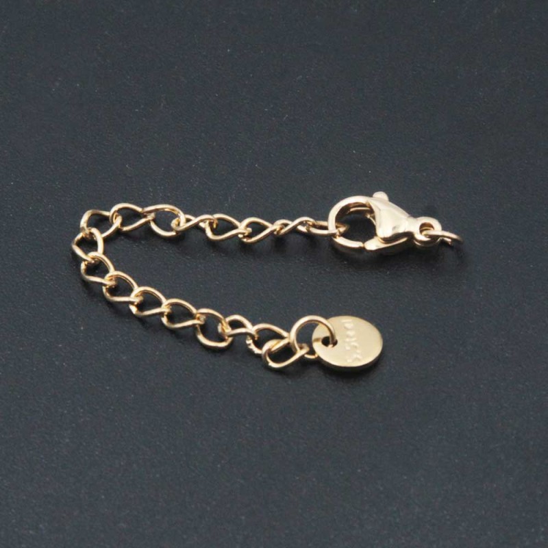 Prolungamento in acciaio d orato catena con chiusura e bollatina tonda 2 pz (prol-045) - pietreeminuterie.com