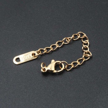 Prolungamento in acciaio oro catena con chiusura e bollatina 2 pz Prolungamento in acciaio oro catena con chiusura e bollatina 2 pz