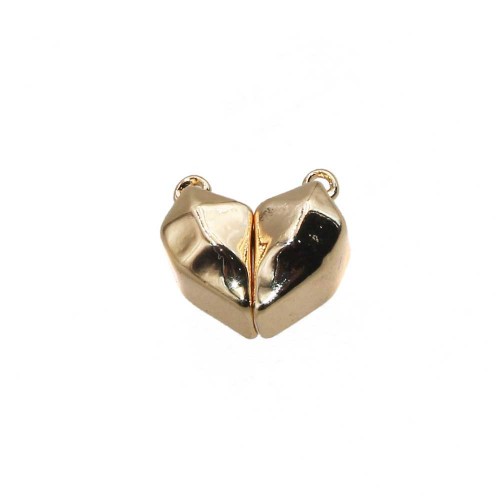 Chiusure Magnetiche | Chiusura magnetica forma di cuore placcata oro 14 kt 13x11 mm 1 pz - he449magn