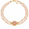 Chiusura a slitta multifilo oro 16x13.5 mm cristallo rosa e bianchi conf. 1 pz (mul-9221) - pietreeminuterie.com