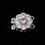 Chiusura a slitta multifilo argento 12 mm cristallo rosa e bianchi conf. 1 pz