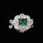 Chiusura a slitta multifilo argento 18x15.5 mm cristallo smeraldo e bianchi conf. 1 pz