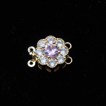 Chiusura a slitta multifilo oro 12 mm cristallo rosa e bianchi conf. 1 pz