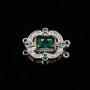 Chiusura a slitta multifilo oro 16x13.5 mm cristalli smeraldo e bianchi conf. 1 pz
