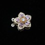 Chiusura a slitta multifilo oro fiore 15 mm cristallo rosa e bianchi conf. 1 pz