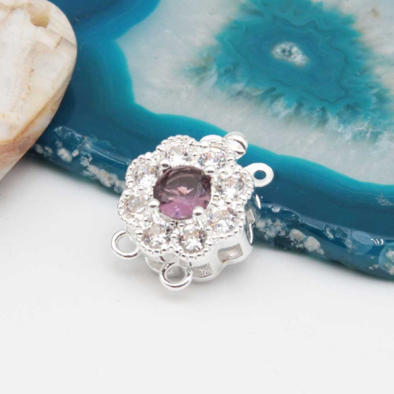 Chiusura a slitta multifilo argento 11.5 mm cristallo ametista e bianchi conf. 1 pz - mul-9222 - pietreeminuterie.com Chiusura a slitta multifilo argento 11.5 mm cristallo ametista e bianchi conf. 1 pz (mul-9222) - pietreeminuterie.com