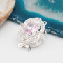 Chiusura a slitta multifilo argento 16x13.5 mm cristallo rosa e bianchi conf. 1 pz