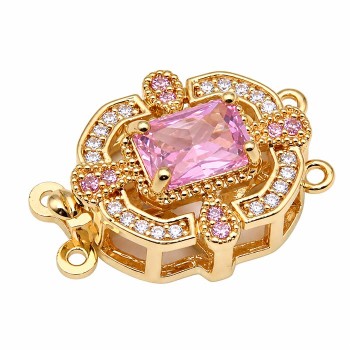 Chiusura a slitta multifilo oro 16x13.5 mm cristallo rosa e bianchi conf. 1 pz
