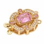 Chiusura a slitta multifilo oro 16x13.5 mm cristallo rosa e bianchi conf. 1 pz