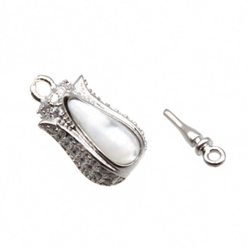 Chiusura a slitta giglio madreperla bianca 19x9 mm conf. 1 pz Chiusura a slitta giglio madreperla bianca 19x9 mm conf. 1 pz