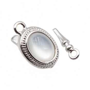 Chiusura a slitta argento con occhio di gatto bianco 10x8 mm conf.1pz Chiusura a slitta argento con occhio di gatto bianco 10x8 mm conf.1pz