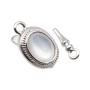 Chiusura a slitta argento con occhio di gatto bianco 10x8 mm conf.1pz