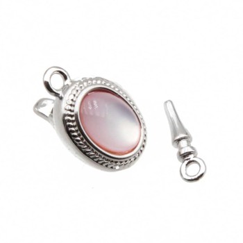 Chiusura a slitta argento con occhio di gatto rosa 10x8 mm conf.1pz Chiusura a slitta argento con occhio di gatto rosa 10x8 mm conf.1pz