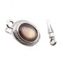 Chiusura a slitta argentoccon occhio di gatto nero 10x8 mm conf.1pz