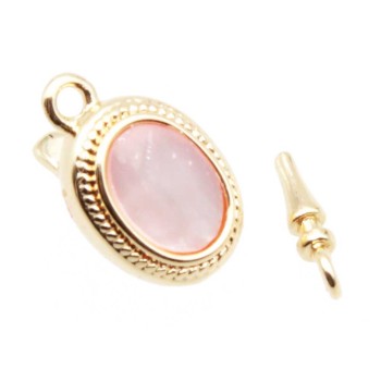 Chiusura a slitta oro con occhio di gatto rosa 10x8 mm conf.1pz Chiusura a slitta oro con occhio di gatto rosa 10x8 mm conf.1pz