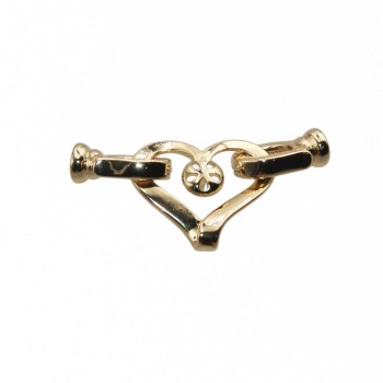Chiusura cuore placcata oro 14 kt 27x18 mm 1 pz Chiusura cuore placcata oro 14 kt 27x18 mm 1 pz