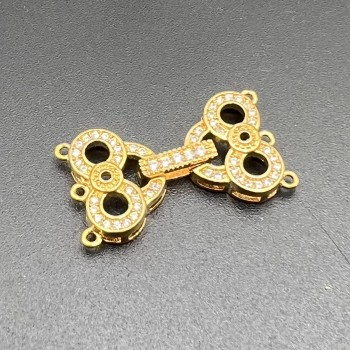Chiusura oro con strass 3 fili 28x15 mm 1 pz Chiusura oro con strass 3 fili 28x15 mm 1 pz