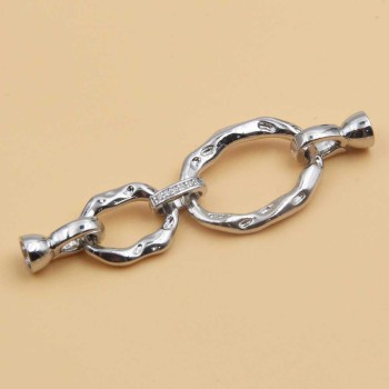 Chiusura White gold plated con strass 53 mm 1 pz Chiusura White gold plated con strass 53 mm 1 pz
