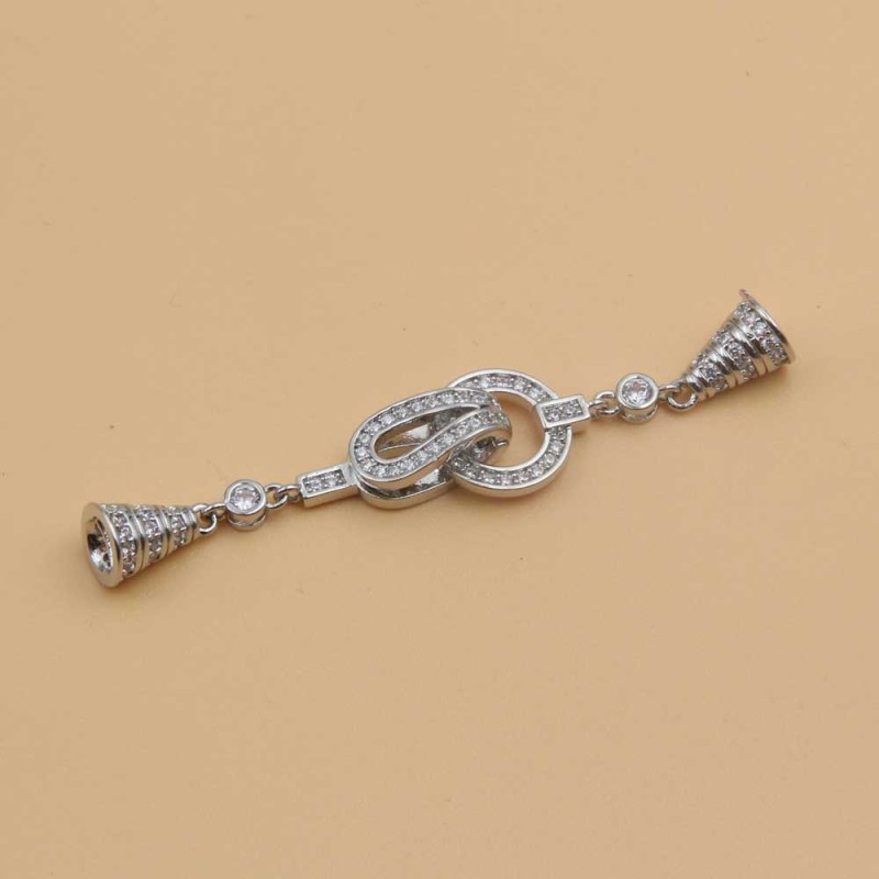 Chiusura White gold plated con strass 55 mm 1 pz - whi8022 - pietreeminuterie.com Chiusura White gold plated con strass 55 mm 1 pz (whi8022) - pietreeminuterie.com