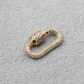 Chiusure a vite con strass ovale placcata oro 20 mm 1 pz Chiusure a vite con strass ovale placcata oro 20 mm 1 pz