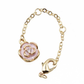 Estensore per collana e bracciale oro 70 mm con pendente rosa con strass conf.1 pz
