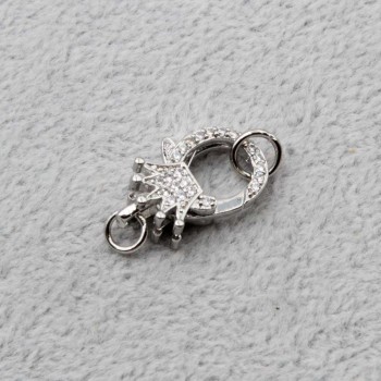 Moschettone in ottone corona 18 mm con strass placcato oro 1 pz Moschettone in ottone corona 18 mm con strass placcato oro 1 pz