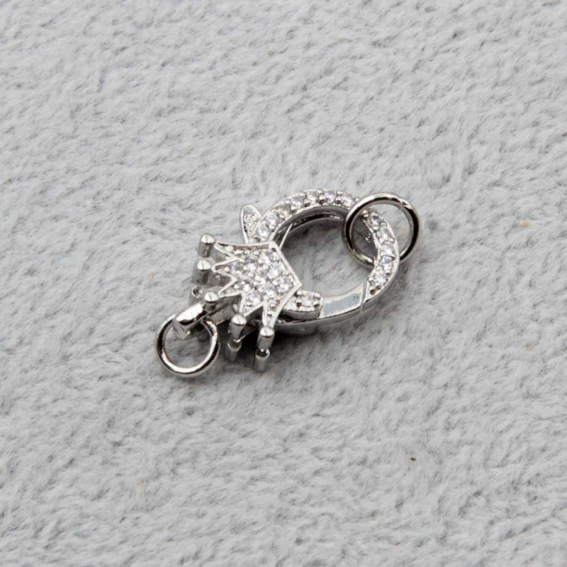 Moschettone in ottone corona 18 mm con strass placcato oro 1 pz (coro-oop1) - pietreeminuterie.com