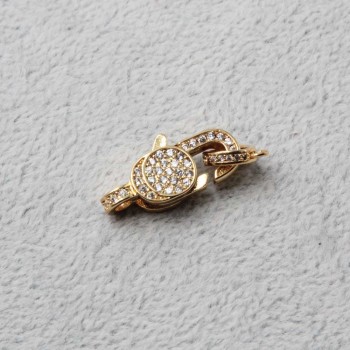 Moschettone ottone placcato oro con strass 21 mm 1 pz Moschettone ottone placcato oro con strass 21 mm 1 pz