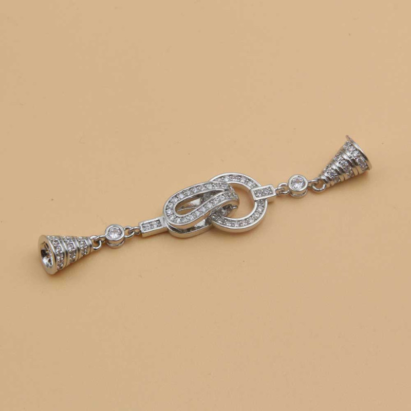 Chiusura White gold plated con strass 55 mm 1 pz (whi8022) - pietreeminuterie.com