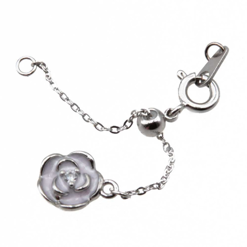 Estensione regolabile argento rodio 67 mm con pendente rosa con strass conf.1 pz (este-r935) - pietreeminuterie.com
