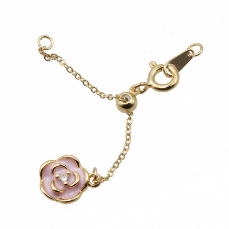Estensione regolabile oro 67 mm con pendente rosa con strass conf.1 pz (este-r934) - pietreeminuterie.com
