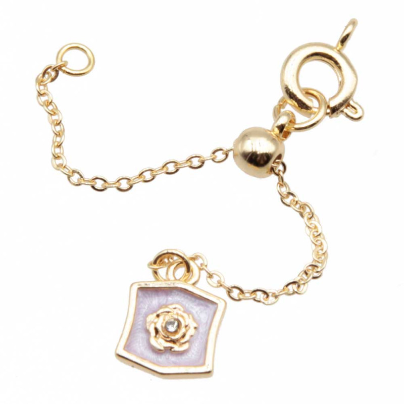 Estensione regolabile oro 70 mm con pendente smaltato e strass bianco 1 pz (este-r334) - pietreeminuterie.com