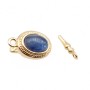 Chiusura a slitta oro con occhio di gatto azzurro 10x8 mm conf.1pz