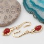 Chiusura ad amo con pietre dure agata rossa oro 37 mm con strass conf. 1 pz