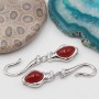 Chiusura ad amo con pietre dure agata rossa rodio 37 mm con strass conf. 1 pz