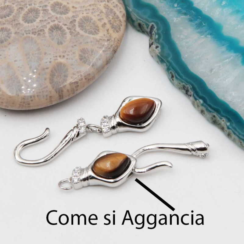 Chiusura con pietre dure agata rossa oro 37 mm con strass conf. 1 pz (chiu-9026) - pietreeminuterie.com